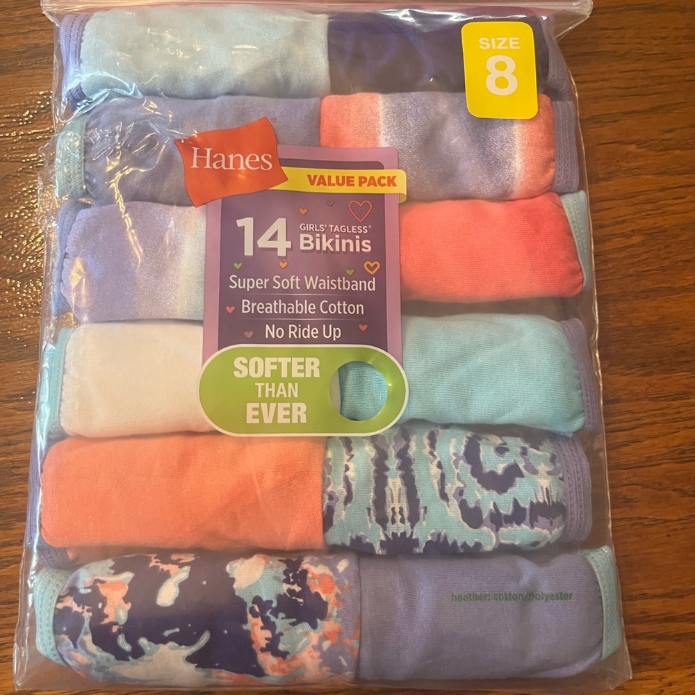 Hanes Girls' Tagless Bikinis Value Pack - Multicolor